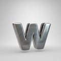 Brushed metal letter W lowercase. 3D render shiny metal font isolated on white background Royalty Free Stock Photo