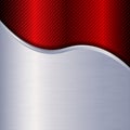 Abstract Shining Grey Brushed Metal Board Overlaid on Red Metallic Texture Background Royalty Free Stock Photo