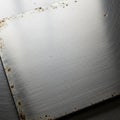 Brushed metal surface with visible rust spots along the edges. The texture is smooth Royalty Free Stock Photo