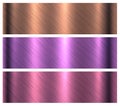 Brushed metal textures set, purple shiny metallic pattern