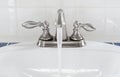 Brushed Nickel Faucet with Running Water