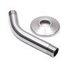 Brushed Nickel Metal Shower Arm and Flange isolated on white