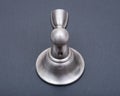 Brushed Nickel Metal Wall Hook with Damage-Free Hanging isolated on gray