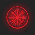 Brushed red circle runic symbol grunge pattern