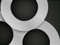 Brushed silver circles on black perforated metal pattern