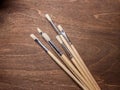 Brushers on brown wooden background Royalty Free Stock Photo