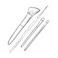 brushes for make up set. Beauty object in cartoon style on white background. Makeup symbol illustration.