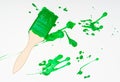 Brushes and paint for painting green Royalty Free Stock Photo