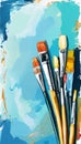 brushes and paints. background with brushes and oil paint. Card templa Royalty Free Stock Photo