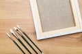 Brushes and picture frame Royalty Free Stock Photo