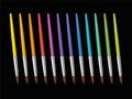 Brushes Rainbow Colored Set Black Background