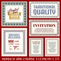 Brushes set in retro style. Decorative borders and frames Royalty Free Stock Photo