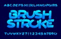 Brushstroke alphabet font. Uppercase hand drawn letters and numbers.