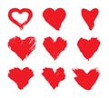 Brushstroke painted red heart shape Royalty Free Stock Photo