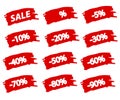 Brushstroke `Sale` Red Set Offer Discount Tag, Stock vector illustration