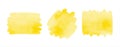 Yellow watercolor vector brush stroke shapes, smears set