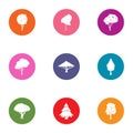 Brushwood icons set, flat style