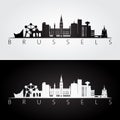Brussel skyline and landmarks silhouette Royalty Free Stock Photo
