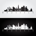 Brussel skyline and landmarks silhouette