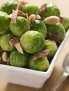 Brussel Sprouts with Fried Bacon and Almonds Royalty Free Stock Photo