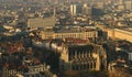 Brussels from above. Sky view over the most well known places in the city. Grand Place Royalty Free Stock Photo