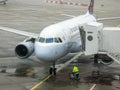 Brussels Airlines A320 arriving at gate Royalty Free Stock Photo