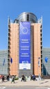 Front view of the facade of the southern wing of the Berlaymont building, seat of the European Commission in Brussels, Belgium Royalty Free Stock Photo