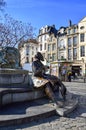 Bronze statue of Charles Buls or Karel Buls mayor of the City of Brussels during 1881-1899, at Grass Market, Agora Square, Belgium