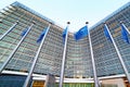 European Union EU flags waving in front of the Berlaymont building, headquarters of the European Commission in Brussels. Royalty Free Stock Photo