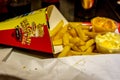 Brussels, Belgium - April 17 : The famous Belgian frites in Brussels, Belgium, Europe