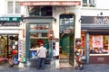 Le Funambule, famous homemade waffle shop located at Grand Place next to Manneken Pis landmark in Brussels, Belgium