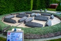 BRUSSELS, BELGIUM - 17 April 2017: Miniatures at the park Mini-Europe - reproductions of viking camp trelleborg in Denmark Royalty Free Stock Photo