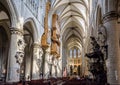 Nave and choir of the Cathedral of St. Michael and St. Gudula in Brussels, Belgium