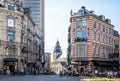 The church of Our Lady of the Chapel seen from the Grand Sablon square in Brussels, Belgium Royalty Free Stock Photo