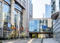 Western side of the Paul-Henri Spaak building, seat of the European Parliament hemicycle in Brussels, Belgium