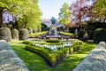 The fountain of Counts Egmont and Hornes in the Petit Sablon public garden in Brussels, Belgium