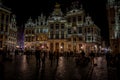 Brussels, Belgium - April 15 : Tourists flock the Markt Square to picture the town hall in Brussels at night , Belgium, Europe on