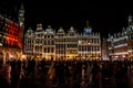 Brussels, Belgium - April 15 : Tourists flock the Markt Square to picture the town hall in Brussels at night , Belgium, Europe on