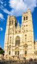 Facade of the Cathedral of St. Michael and St. Gudula in Brussels, Belgium