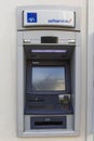 Brussels, Belgium, 10/13/2019: ATM in the wall of a building in a European city. Close-up