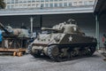 American Sherman Tank in The Royal Museum of the Armed Forces and Military History in Brussels, Belgium Royalty Free Stock Photo