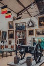 Exhibits in the historic gallery of The Royal Museum of the Armed Forces and Military History in Brussels, Belgium