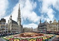 Brussels, Belgium - August 19, 2019: The flower carpet in Brussels Central square is devoted to Guanajuato a Mexican region