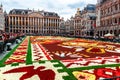 Brussels, Belgium, August 18 2018. Flower-carpet on the Grand-Place. The 2018 theme of the flower carpet is Mexico. Royalty Free Stock Photo