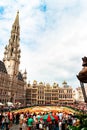 Brussels, Belgium, August 18 2018. Flower-carpet on the Grand-Place. The 2018 theme of the flower carpet is Mexico. Royalty Free Stock Photo