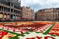 Brussels, Belgium, August 18 2018. Flower-carpet on the Grand-Place. The 2018 theme of the flower carpet is Mexico. Royalty Free Stock Photo