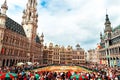 Brussels, Belgium, August 18 2018. Flower-carpet on the Grand-Place. The 2018 theme of the flower carpet is Mexico. Royalty Free Stock Photo