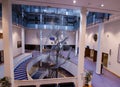 Brussels, Belgium, August 2019. At the headquarters of the European Parliament a modern metal sculpture represents the