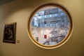 Brussels, Belgium, August 2019. At the headquarters of the European Parliament a modern metal sculpture represents the