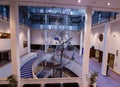 Brussels, Belgium, August 2019. At the headquarters of the European Parliament a modern metal sculpture represents the